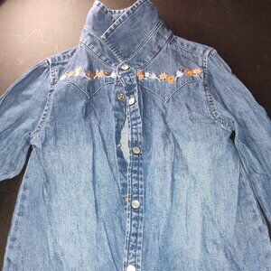 Demin Flower Embroidery Shirt Toddler Size 4